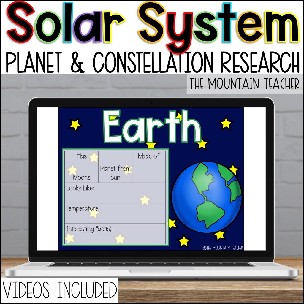 Digital Solar System Resource for 2nd or 3rd Grade Students Planets Constellations and More
