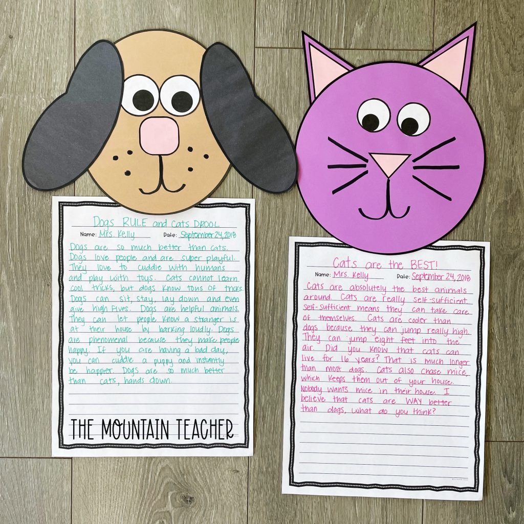 opinion persuasive writing activity round up - cat vs dog craft and project