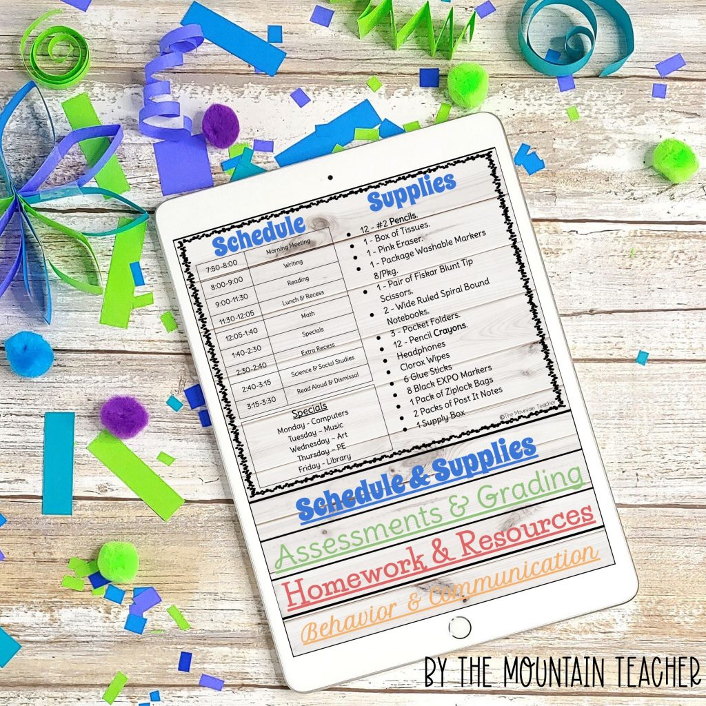 Back to School Meet the Teacher DIGITAL Flip Book for BTS Night