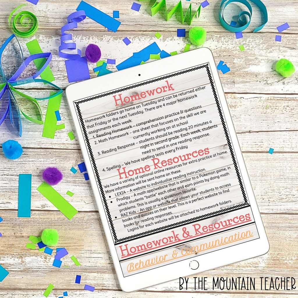 Back to School Meet the Teacher DIGITAL Flip Book for BTS Night