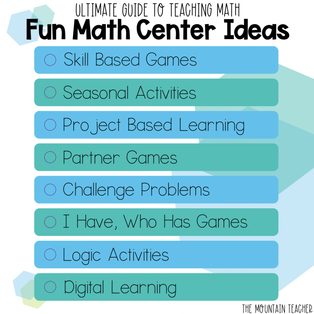 The Ultimate Guide to Teaching Math | Fun Math Center Ideas | skill based games, seasonal activities, project based learning, partner games, challenge problems, i have who has games, logic activities, digital learning