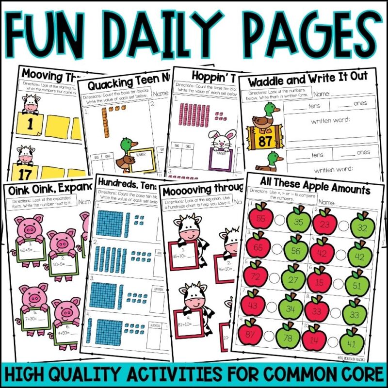 1st Grade Math Worksheets and Activities Year Long Print and Digital ...