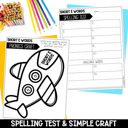 Short E CVC Activities and Worksheets for 1st Grade Phonics or Spelling ...