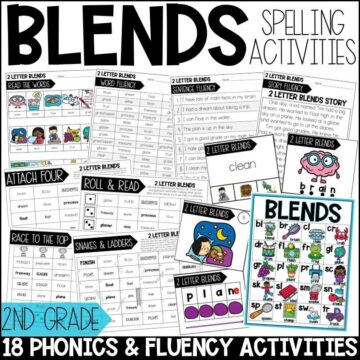 2 Letter Blends Worksheets, Activities & Games for 2nd Grade Phonics or Spelling