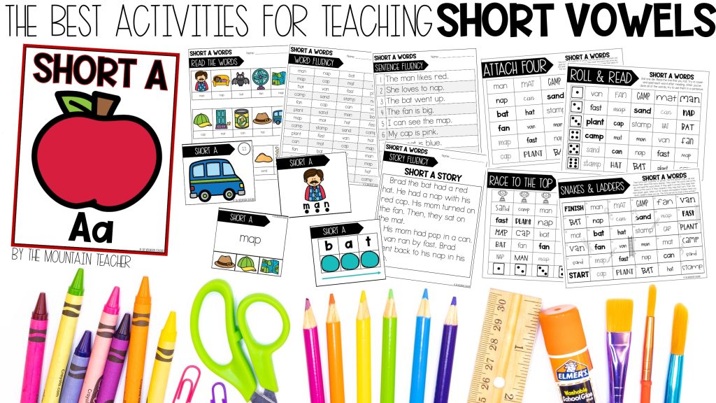 The Best Activities for Teaching Short Vowels to 1st Graders - anchor charts, small group activities, phonics activities, centers, whole group ideas and small group ideas