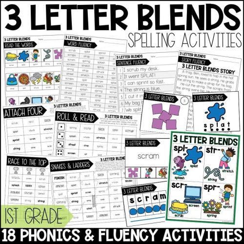 3 Letter Blends Worksheets, Games, Activities 1st Grade Phonics and ...