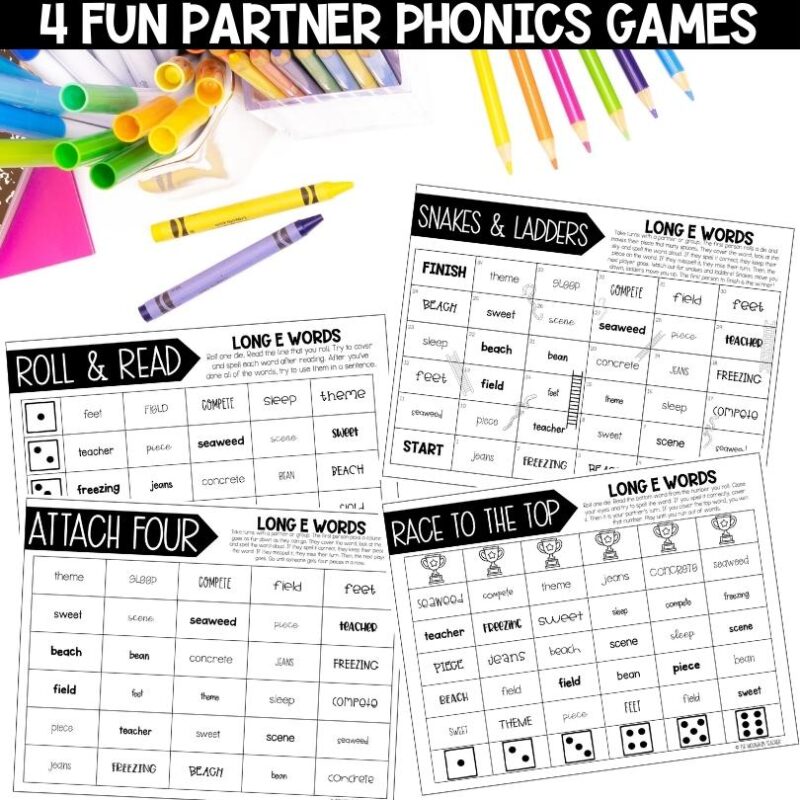 Long E Vowel Teams Worksheets, Activities & Games 1st Grade Phonics or ...