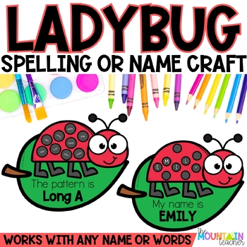 Editable Ladybug Name Writing Practice Craft & Spelling Word Phonics Activity