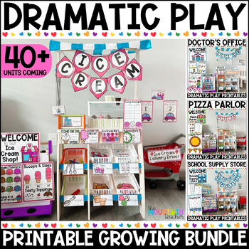 Dramatic Play Bundle Printables, Centers, Labels, Crafts, Menus and Activities