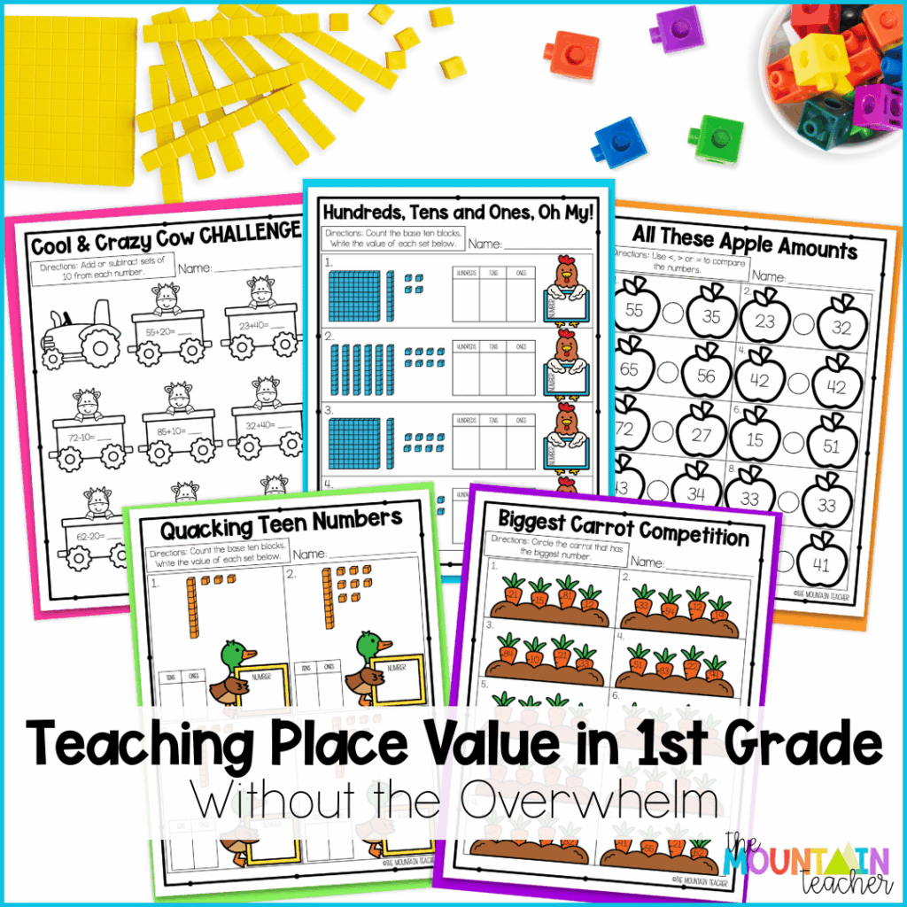 Learn how to teach place value in first grade without the overwhelm using these simple tips and resources.