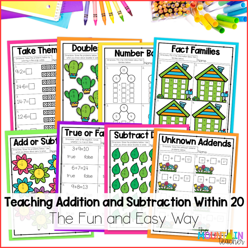 Teach addition and subtraction within 20 the fun and easy way using these ideas and resources.