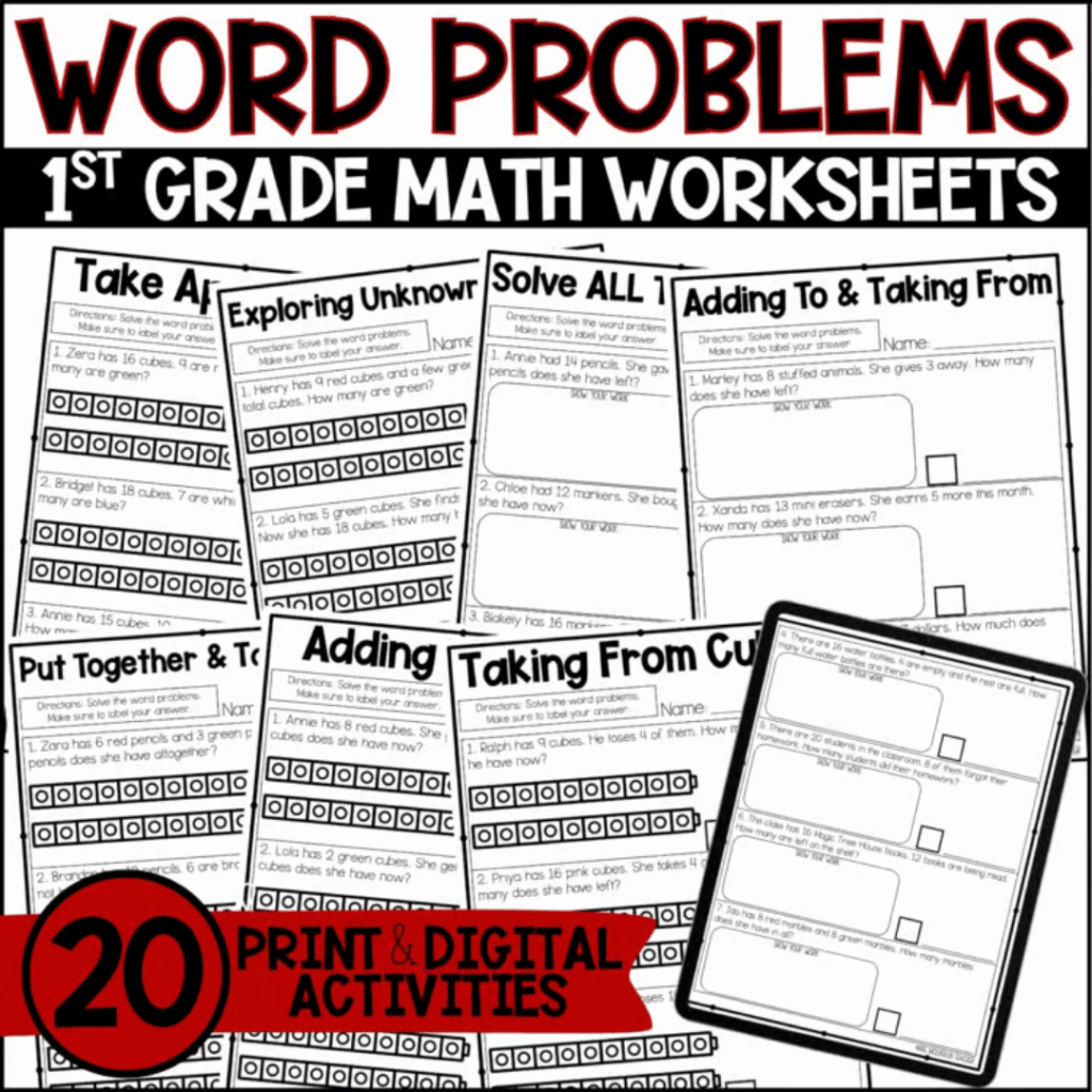 Simplify planning for your first grade word problems unit using this bundle of worksheets.