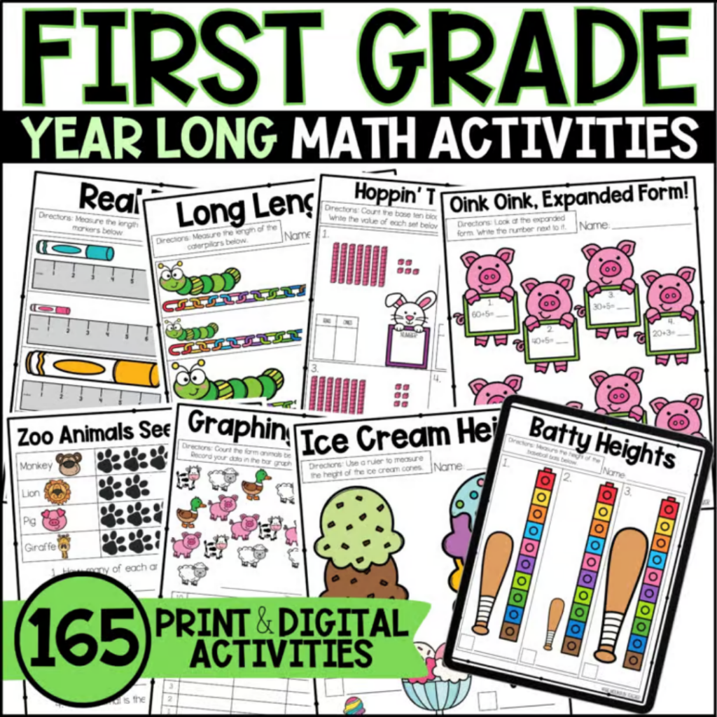 This year long resource includes 8 units for teaching first grade math throughout the year.