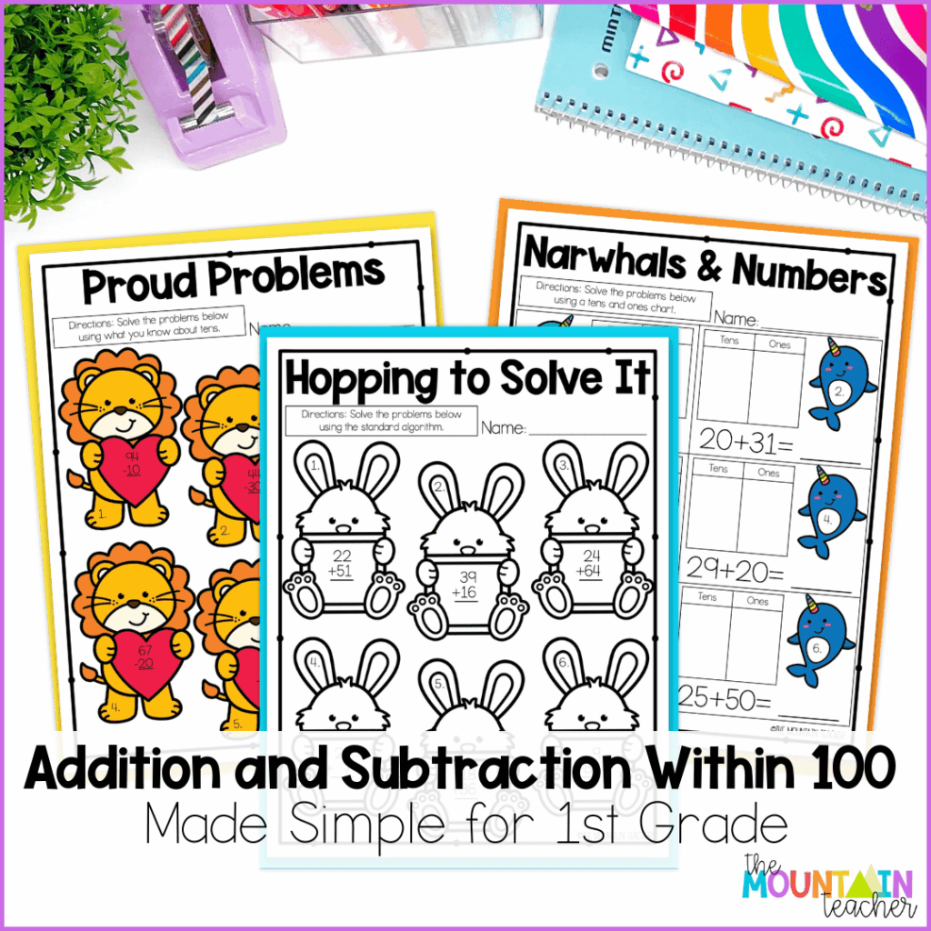 Make addition and subtraction within 100 simple with these engaging resources for first grade.