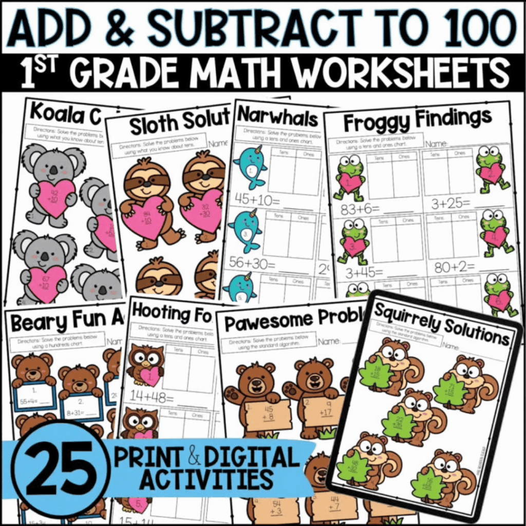Grab the Add and Subtract to 100 unit to simplify planning for this math concept in your first grade classroom.