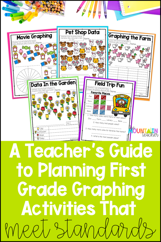 Planning graphing lessons for first grade doesn’t have to feel overwhelming! This teacher guide walks you through simple, engaging graphing activities that build data skills, math vocabulary, and confidence. Perfect for whole group, small group, or math centers—these ideas make graphing hands-on, fun, and easy to prep for busy teachers.