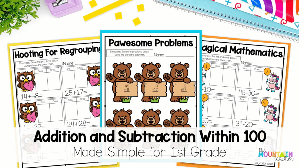 Make addition and subtraction within 100 simple with these engaging resources for first grade.