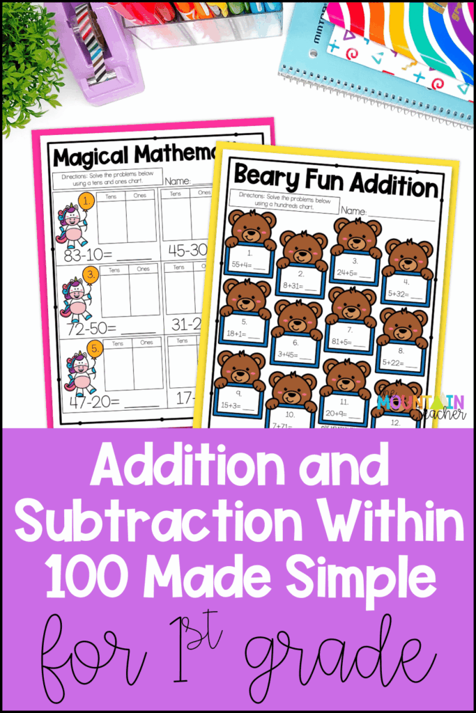 Make addition and subtraction within 100 simple and engaging for 1st grade! This low-prep resource helps students build confidence with two-digit math while strengthening number sense and place value skills. Perfect for centers, small groups, independent practice, or homework.