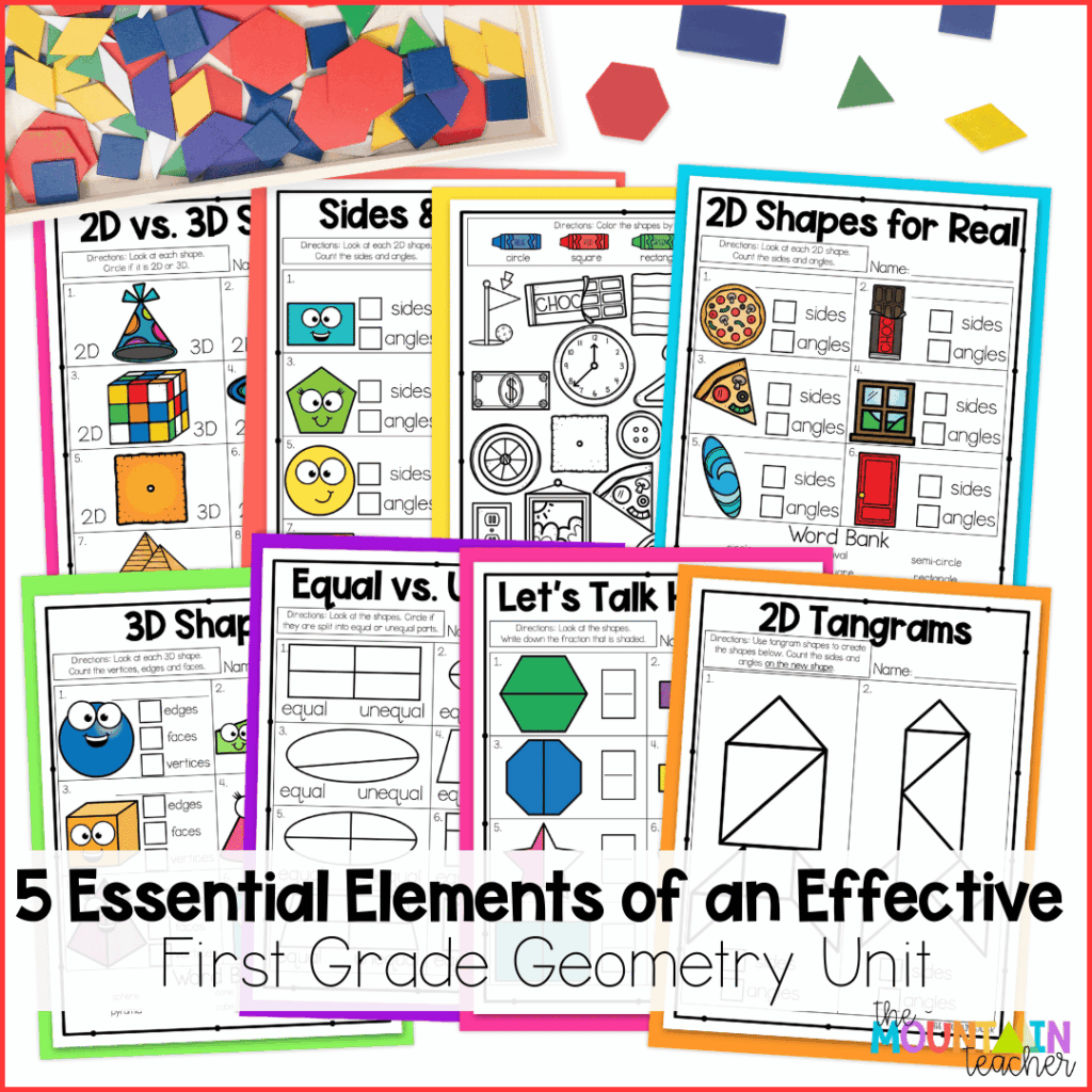 Check out the 5 essential elements of an effective first grade geometry unit.