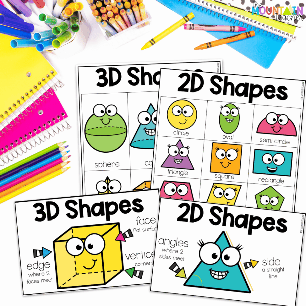 These 2d and 3d shapes posters help students learn key vocabulary that can be used throughout the unit.
