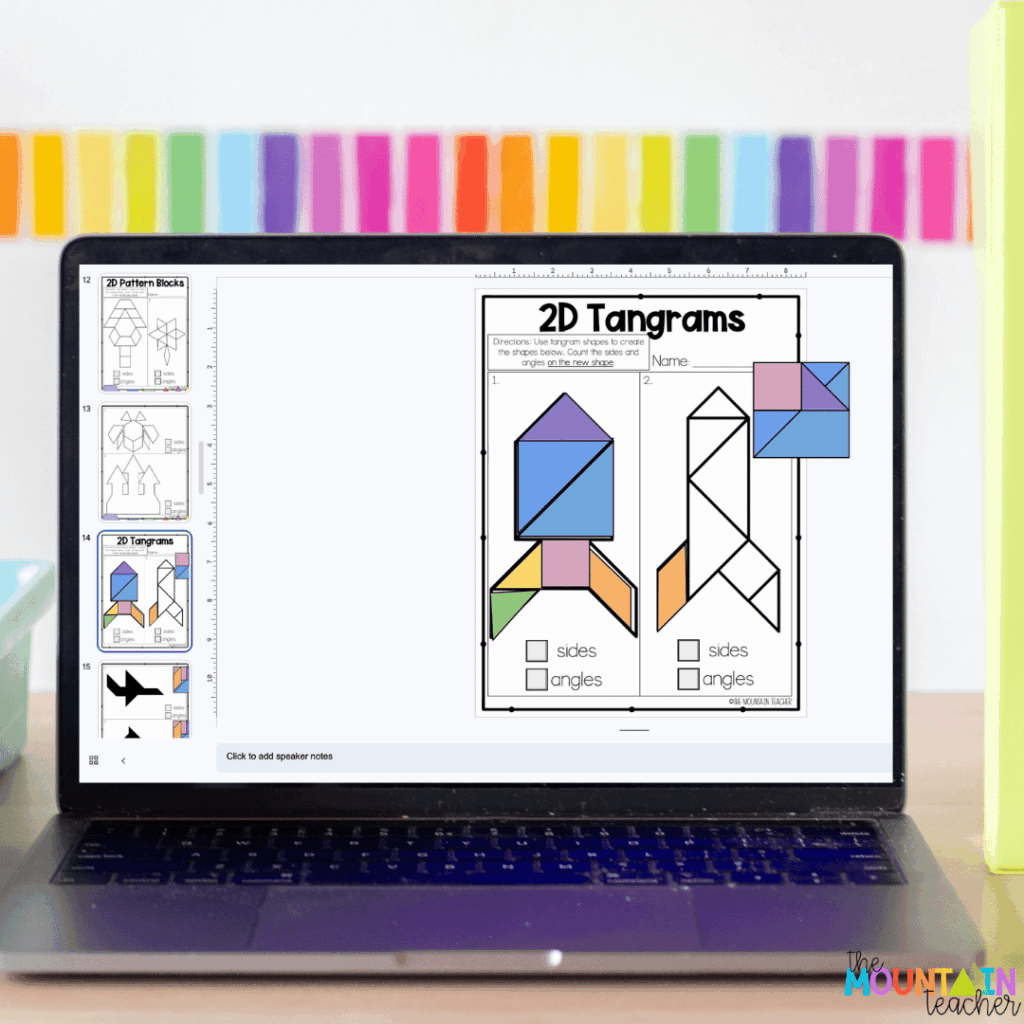 Add digital activités to your first grade geometry plans using the digital workbook.