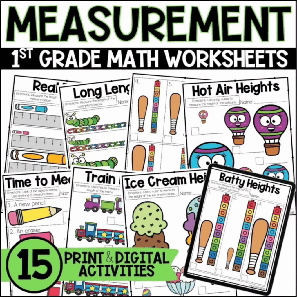 This first grade measurement unit includes worksheets, anchor charts and more.