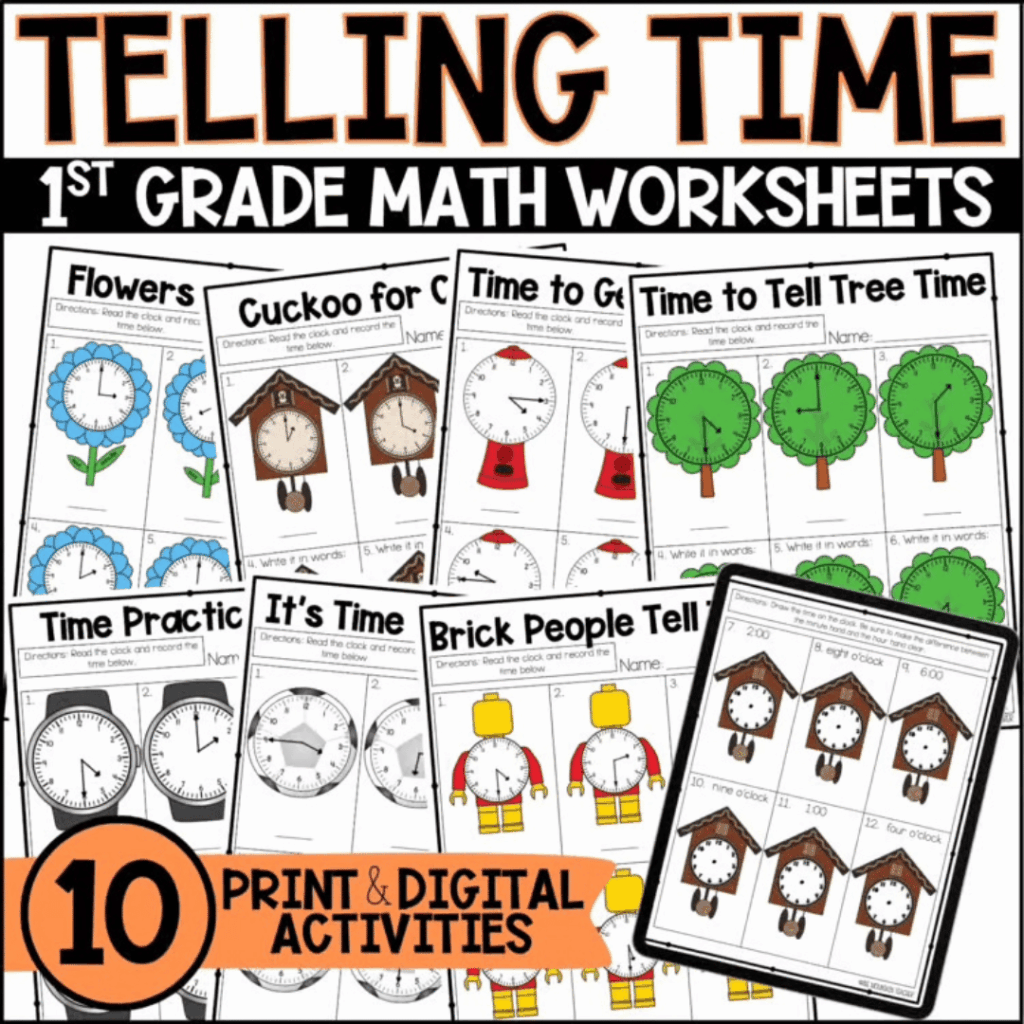 Grab this first grade telling time unit to guide your instruction when teaching analog and digital clocks.