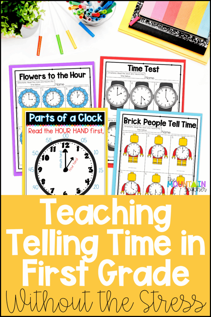 Teach telling time in first grade without the stress using these engaging ideas and low-prep resources. From hands-on activities to simple practice pages, these tools make learning clocks fun and easy for young learners. Perfect for building confidence and helping students master time-telling skills step by step!