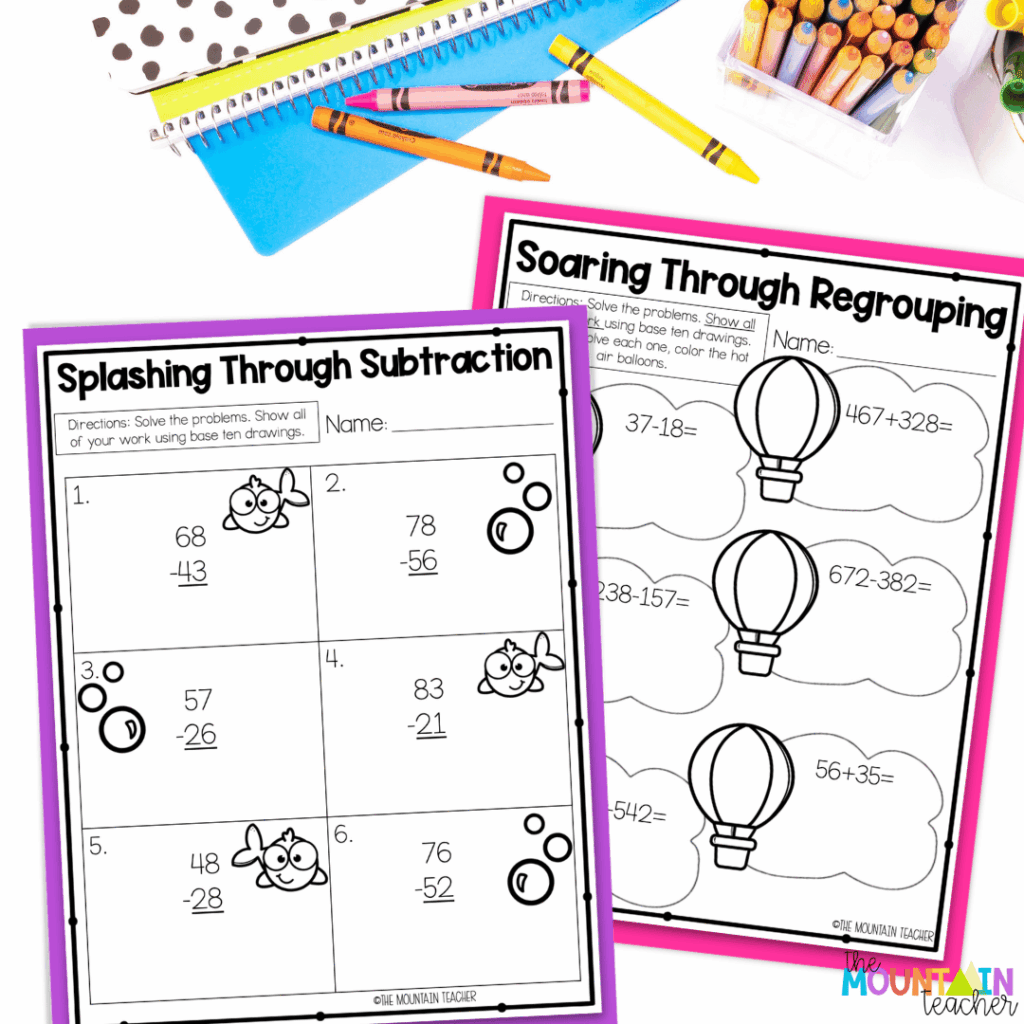 Students can practice 2nd grade addition and subtraction in different formats using these worksheets.