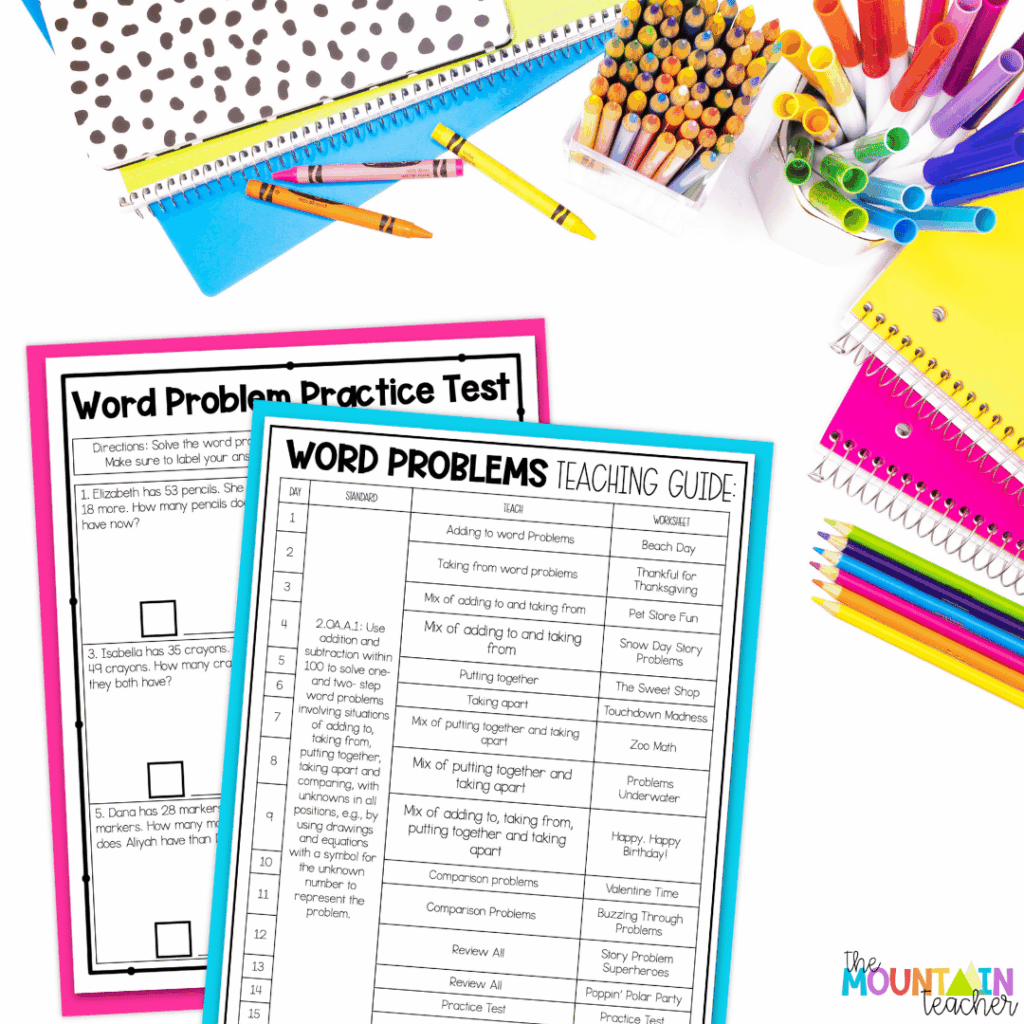 This second grade word problems unit includes a teaching guide and practice tests to help guide your instruction.